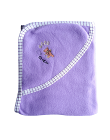 Baby woollen blanket For Infants with hood purple
